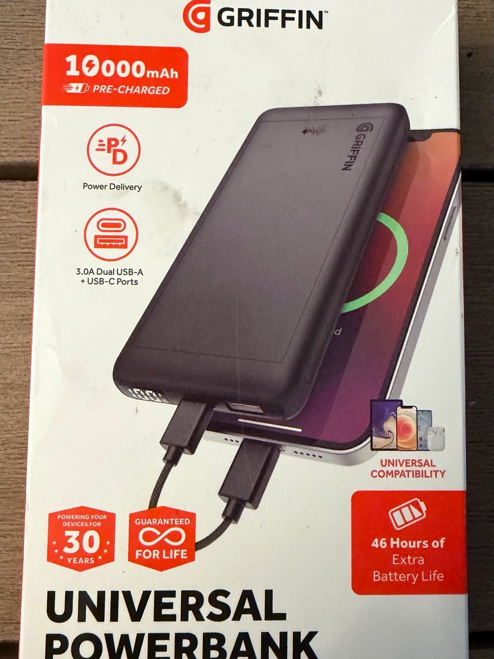 Griffin 10000mAh Black Universal Powerbank - Portable Charger with PD